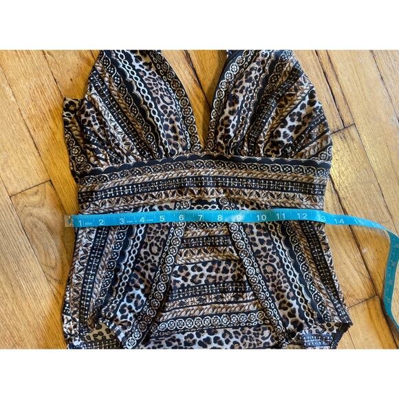 Miraclesuit Women's Lionessa Odyssey Printed Plunging Neck Size 8 - Picture 2 of 7